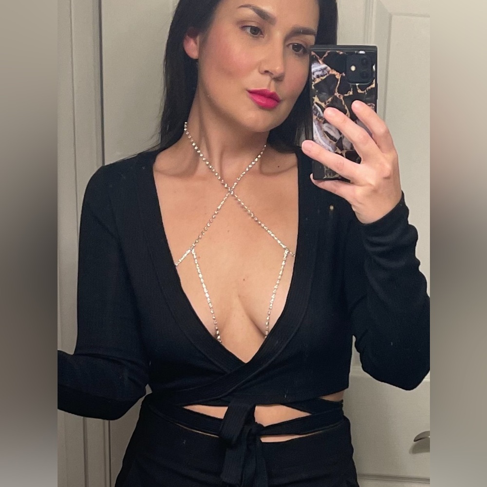 Zara Wrap Crop Top Sz S Rib Knit